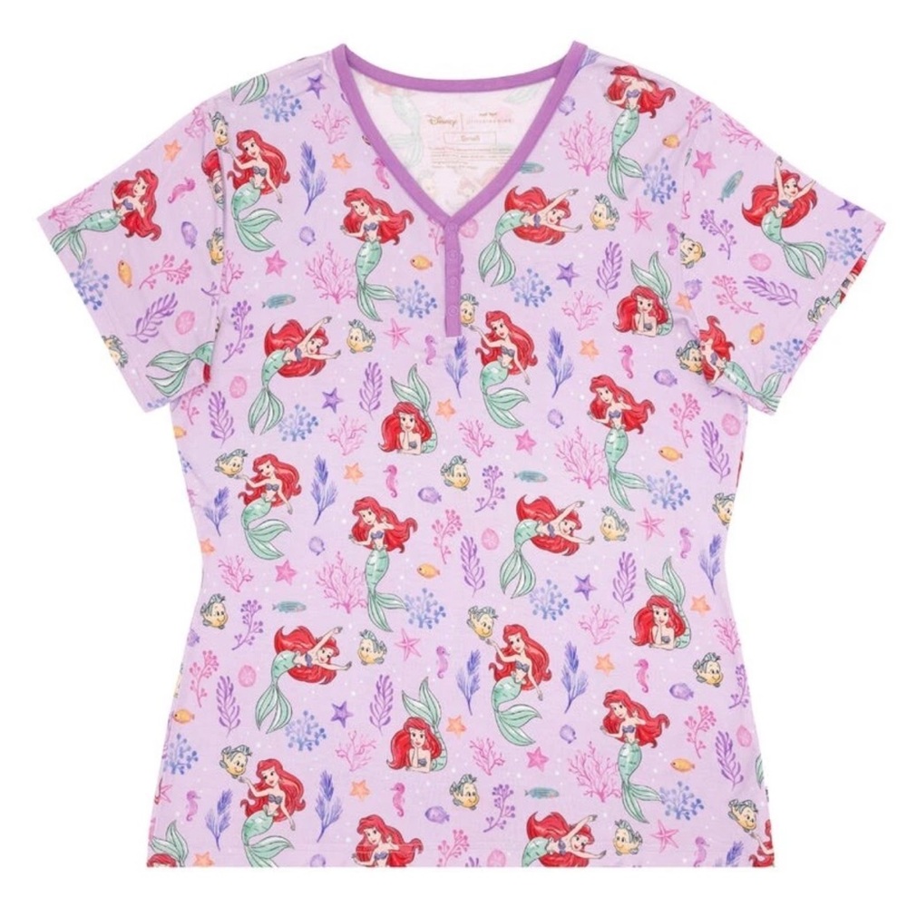 Little Sleepies Disney Part of Her World Women's Short Sleeve Pajama Top XL